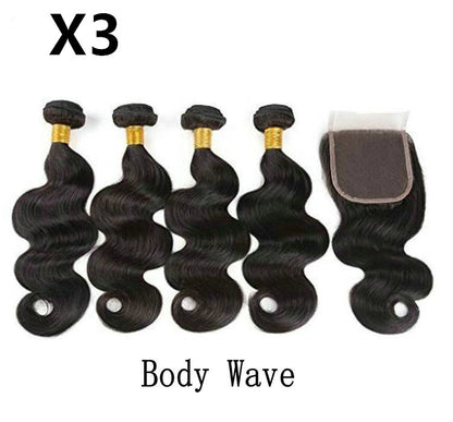 Brazilian 50g Body Wave, 50g Deep Wave, 50g Kinky Curly, 50g Straight Hair Bundles & Lace Closure (8-30inch, 3pcs of equal length) - JWHL FASHION