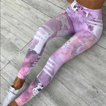 Quick-drying sports pants outdoor fitness digital printing yoga pants high elastic sweatpants - JWHL FASHION