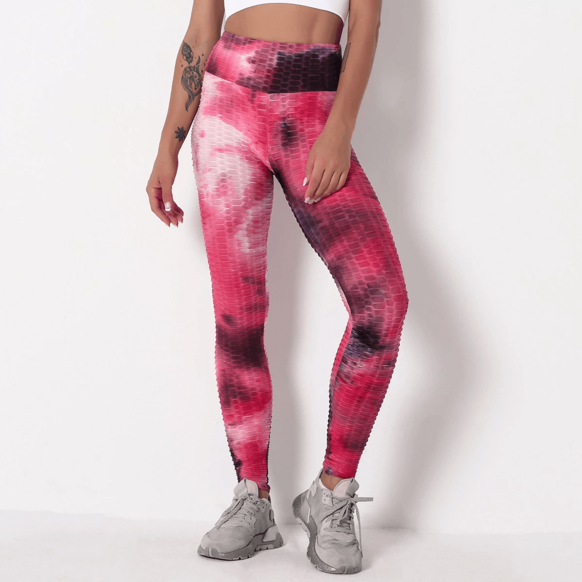 Tie-Dye Bubble Yoga Pants Slim Fit Buttocks Sports Fitness Leggings Women - JWHL FASHION