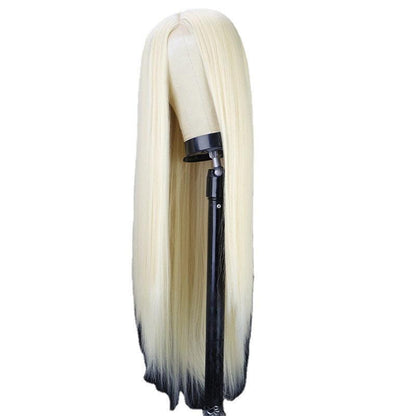 Black Long Straight Center Point Chemical Fiber Wig - JWHL FASHION