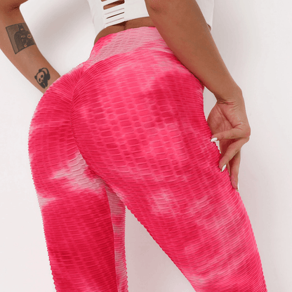 Tie-Dye Bubble Yoga Pants Slim Fit Buttocks Sports Fitness Leggings Women - JWHL FASHION