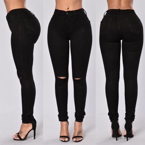 Women's Bag Buttocks Ripped Pencil Jeans - JWHL FASHION