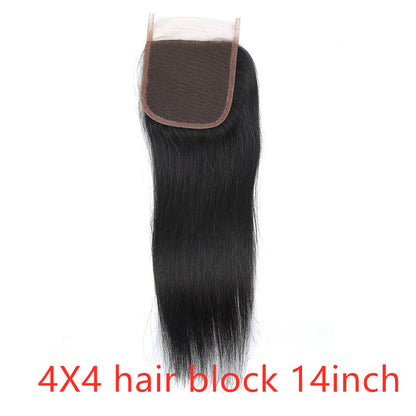 Straight wave human hair bundles 4X4 hair block - JWHL FASHION