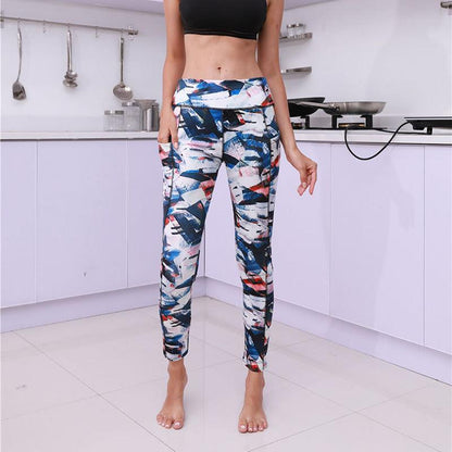 Printed Pocket Slim Leggings Women's Sports Buttocks Yoga Pants - JWHL FASHION