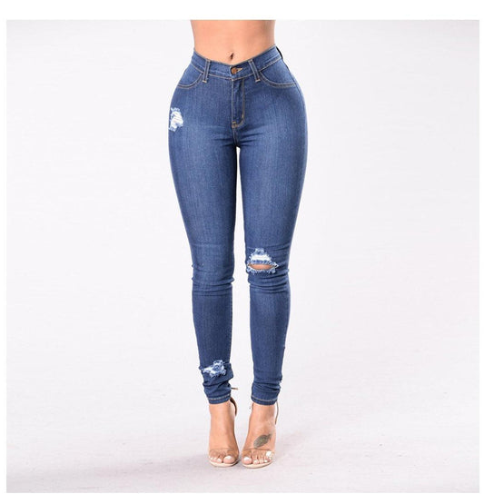 Ripped Slim Slim Pants Dark Temperament Denim Pants - JWHL FASHION