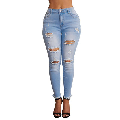 New Gradient Ripped High-Waist Women's Cropped Jeans - JWHL FASHION