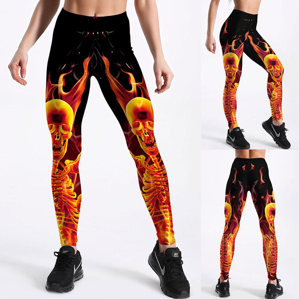 Women's Thin Breathable Slim Flame Skeleton Leggings - JWHL FASHION