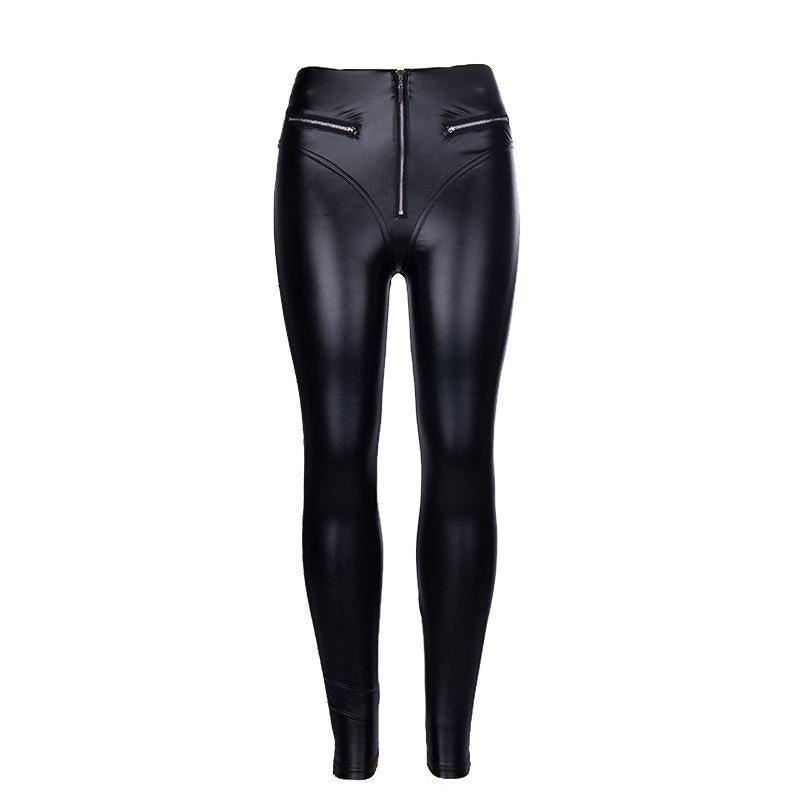 Dark Peach Buttocks Pu Tight High Waist Leather Pants or Trousers - JWHL FASHION