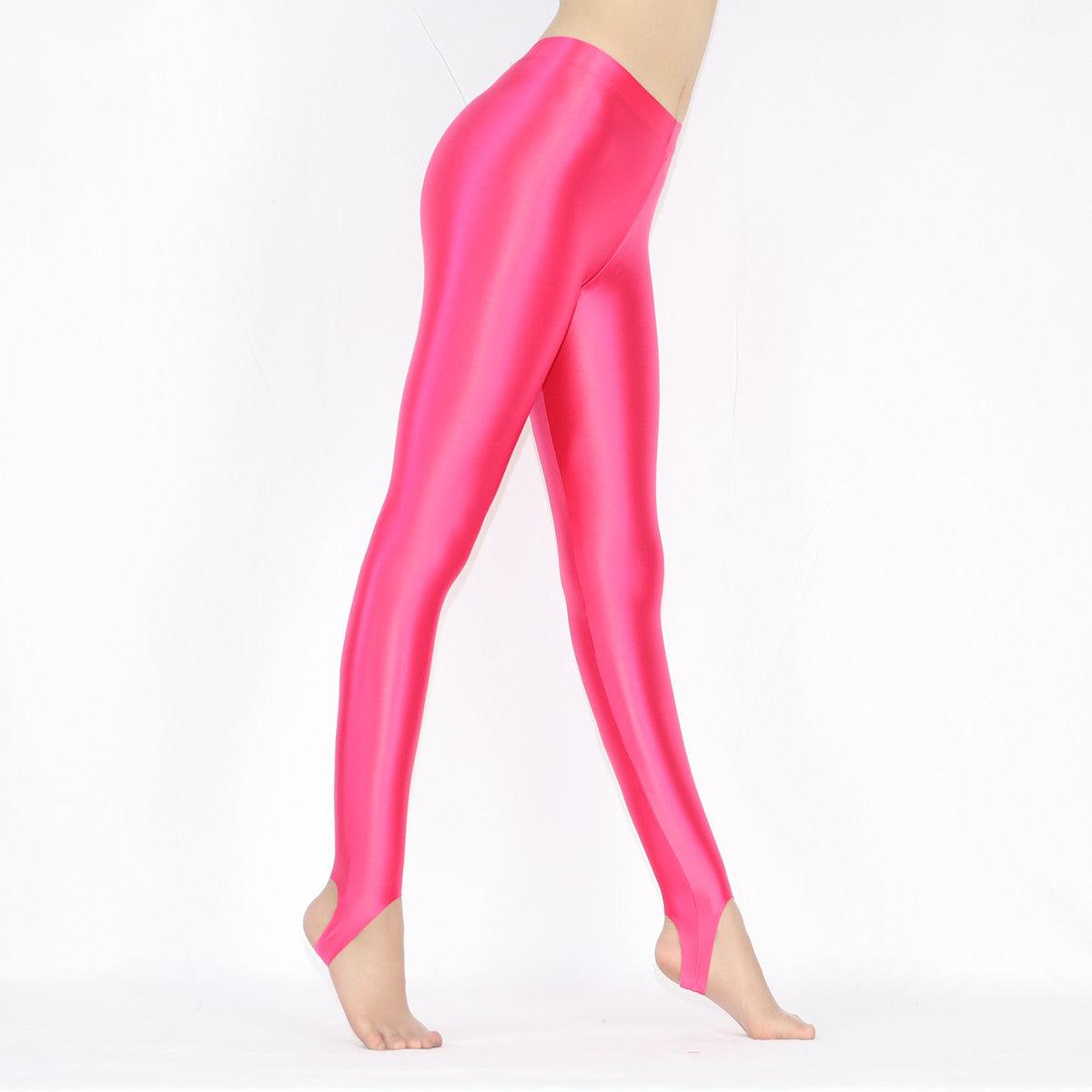 Glossy Silky Elastic Leggings Shaping Yoga Bodybuilding Leggings - JWHL FASHION