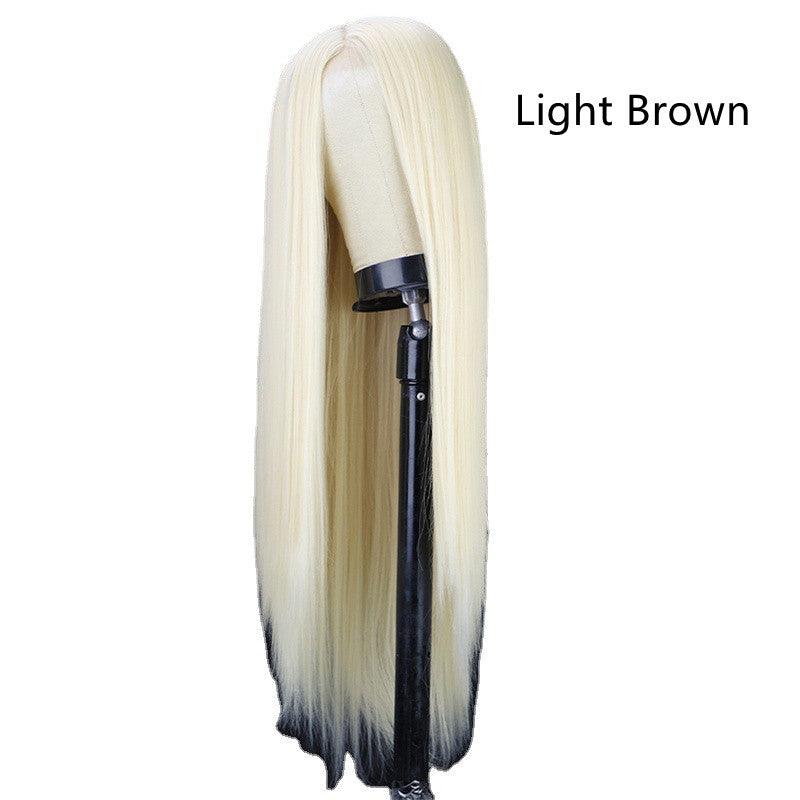 Black Long Straight Center Point Chemical Fiber Wig - JWHL FASHION